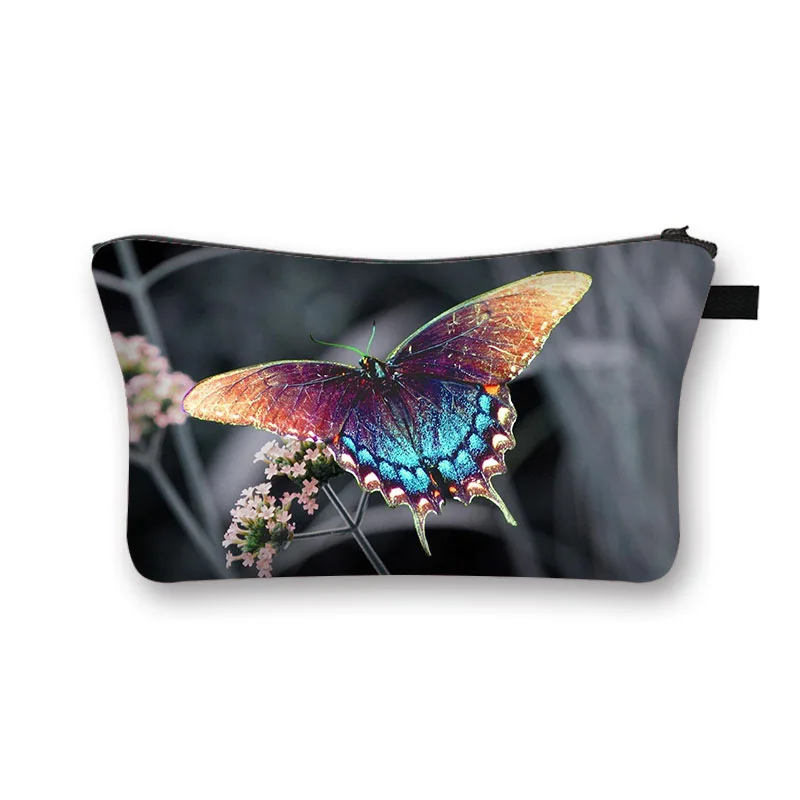 The new 3D butterfly cosmetic bag daily outing carry toilet bag female dormitory large-capacity polyester storage bag