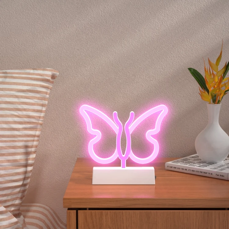 2021 supply pink led  neon tube lights popular butterfly light neon