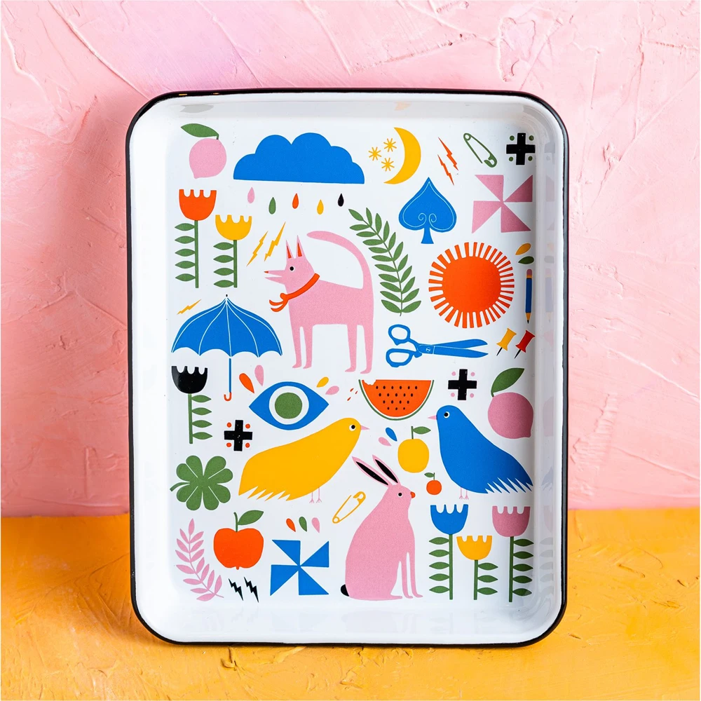 OEM size assorted amazon ebay shopify black enamel metal baking roasting food tea cast iron steel tray