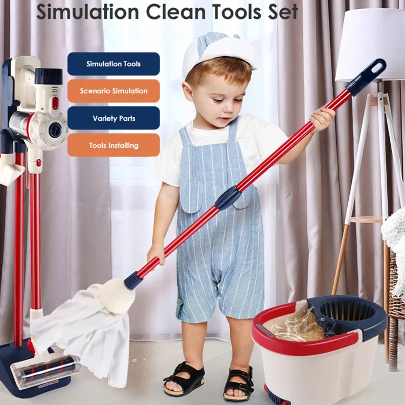 New Children Cleaning Toys Tool Kids Cleaning Set Pretend Play Toys For Girls Boy housekeeping toys cleaning set