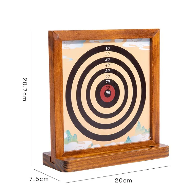 Wooden Double-sided Magnetic Dart Board Hand Eye Coordination Set Tabletop Game Wooden Toy Parent-child Interaction
