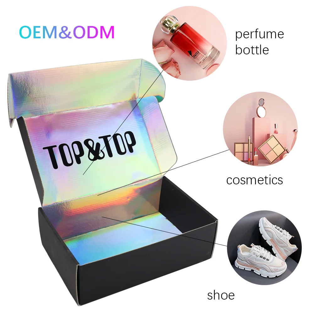 OEM Unique Holographic Mailer Box Die Cut Cardboard  Mailing Box Shipping Hard Corrugated Paper Boxes