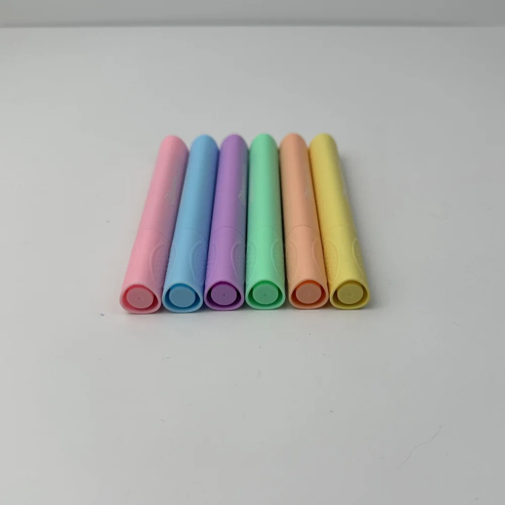Customizable Macaron Colored Highlighter Chisel Tip Triangle Pen Holder Large Capacity Quick Dry Marker Pen 6-color set