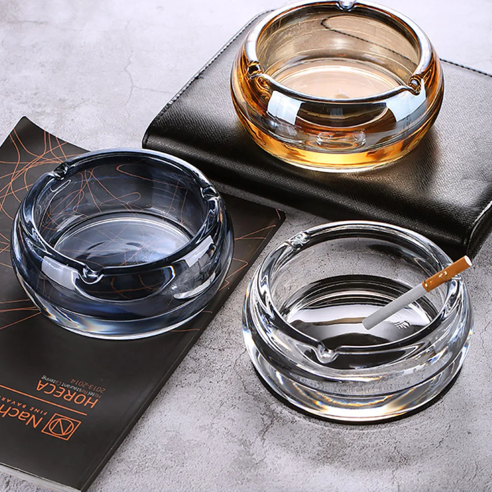 Wholesale amber color glass ashtray  personalized creative ins home living room decoration glass ashtray