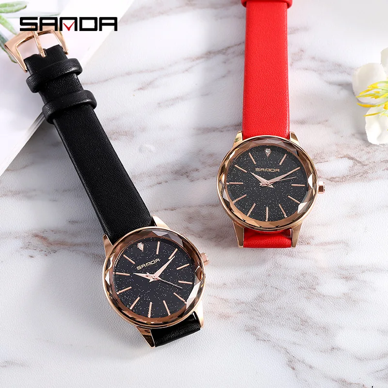 Fashion Starry Sky Element Ladies Bracelet Watch Casual Leather Strap Waterproof Quartz Watches for Women