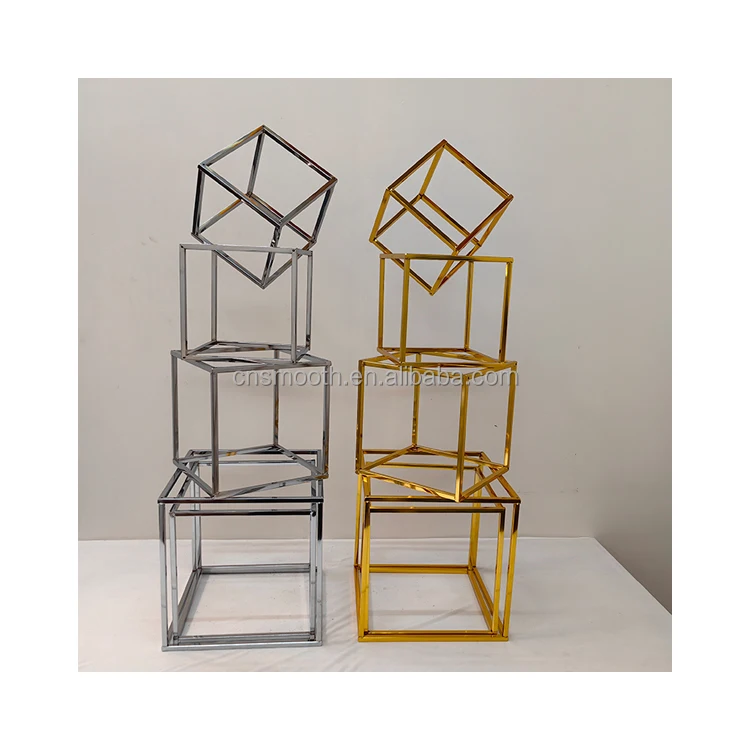 New Design Square Gold Meta Flower Stand Wedding Table Centerpieces For Wedding Event