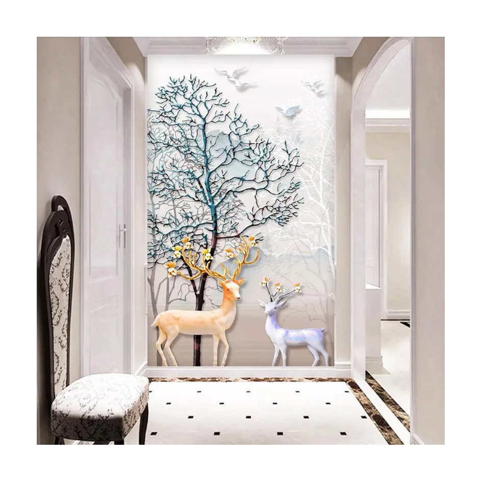 Настенное покрытие ткань печатные обои фрески с принтом оптовая продажа графический