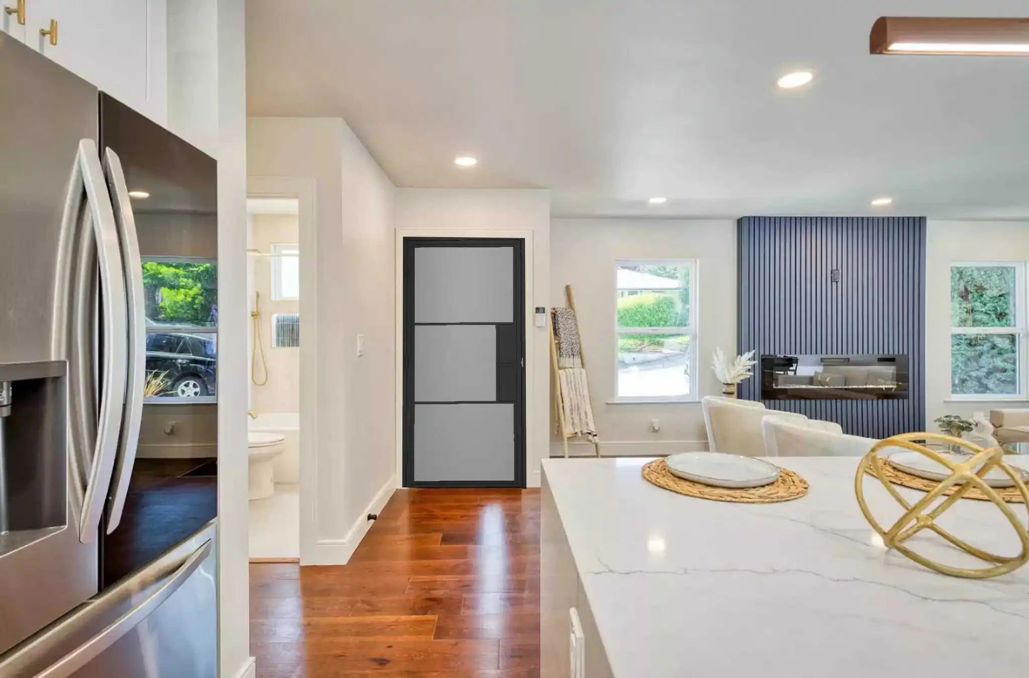 Interior Steel Frame Door with Black Transparent Glass, Wholesale Interior Swing Doors