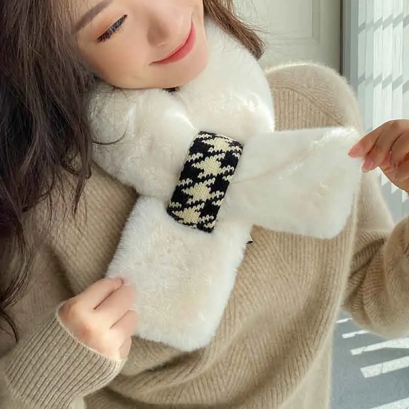 Fashion Style Children Scarf Fashion Plush Stitching Collar Winter Baby Boys Girls Warm Cross Ladies Collar