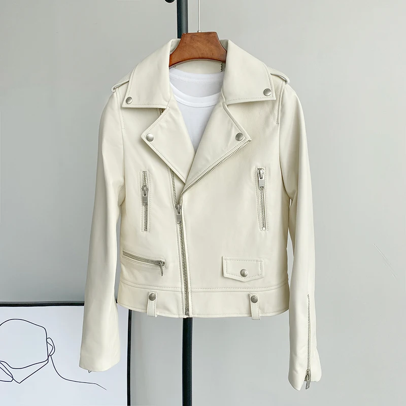 2023 Fashion Women Girl Genuine Leather Coat Lady Real Sheep Skin Short Jacket Clothes JT3325