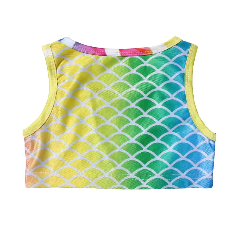 LQSZ 2022 Little Girls Kids Colorful Magical Suspender Cute Mermaid Sexy Bikini Three Pieces Custom Swimwear & Beachwear