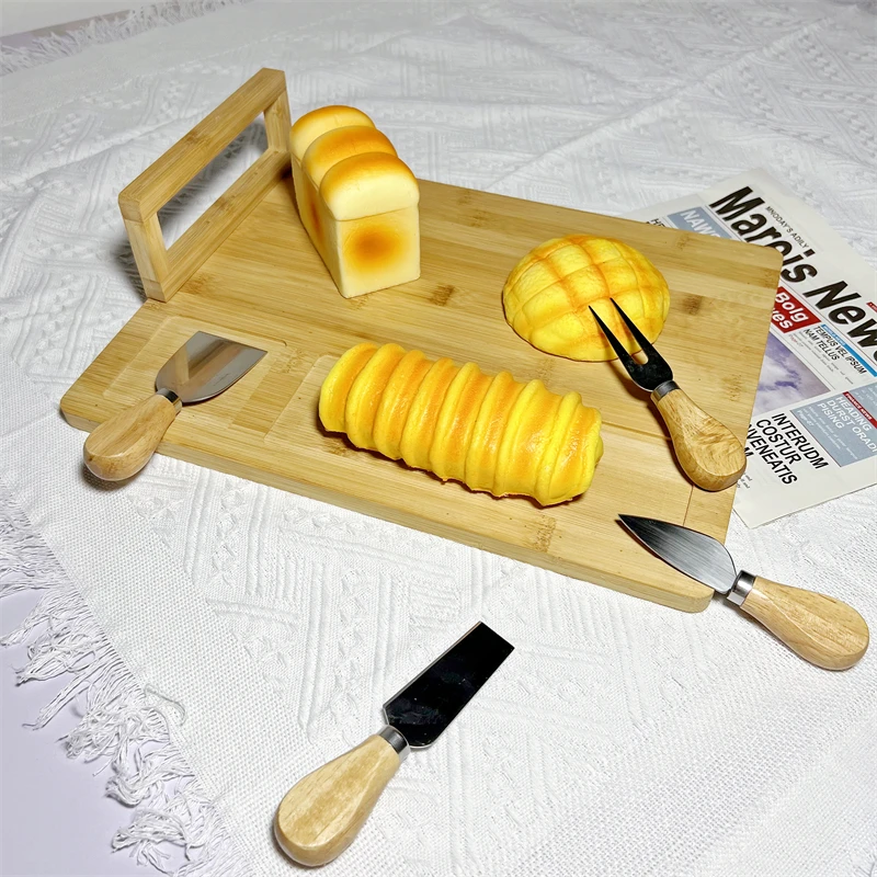 Hot selling wholesale cutting board with slide-out drawer for cutlery bamboo cheese board and knife set