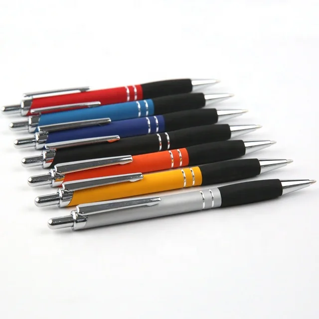Promotional Rubber Grip Metal Aluminum Logo Customize Printing Engraving Ballpoint Pen