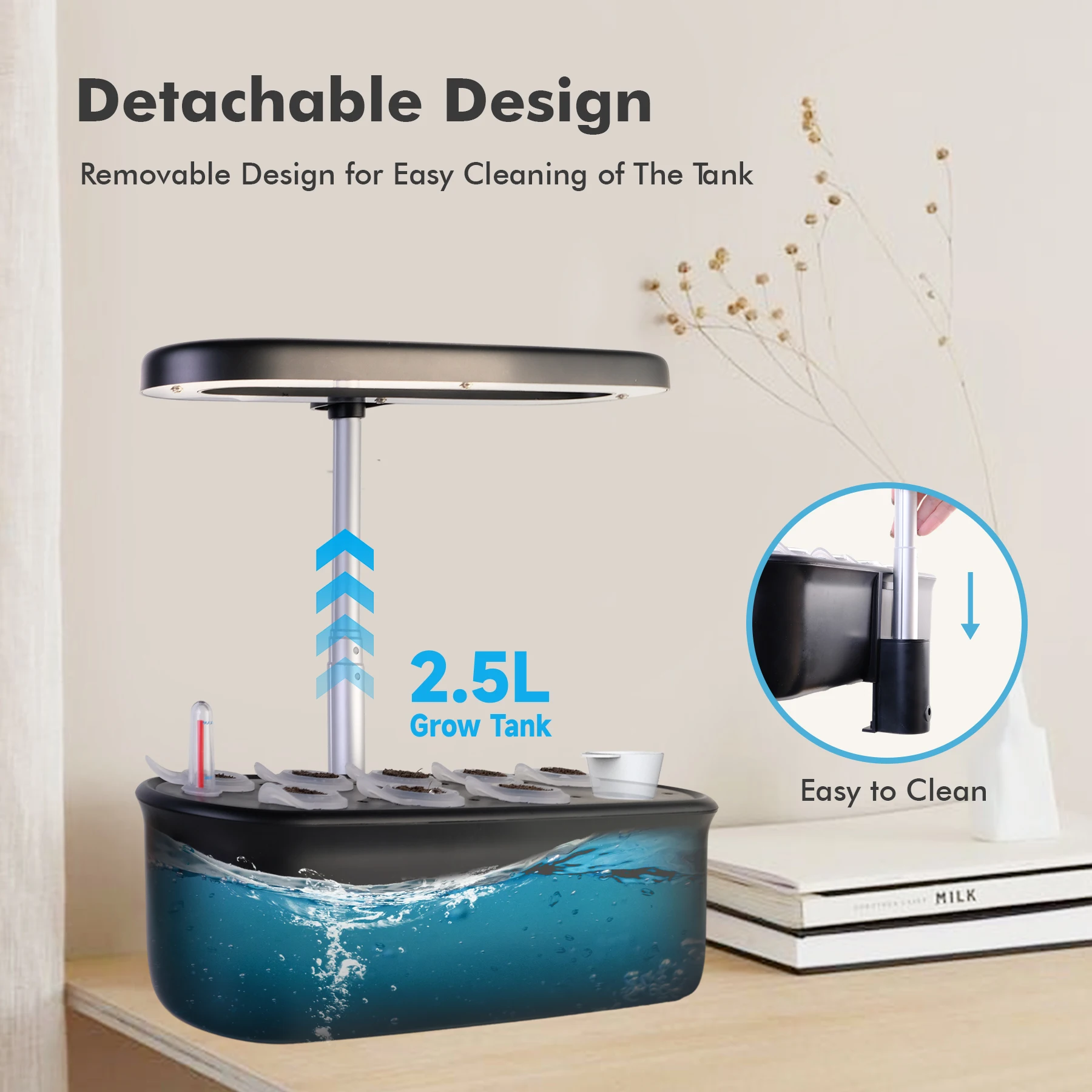 J&C Most popular sleek tailored shape Smart Gardening set Timer LED Grow Light Hydroponic Growing Systems Indoor Growbox