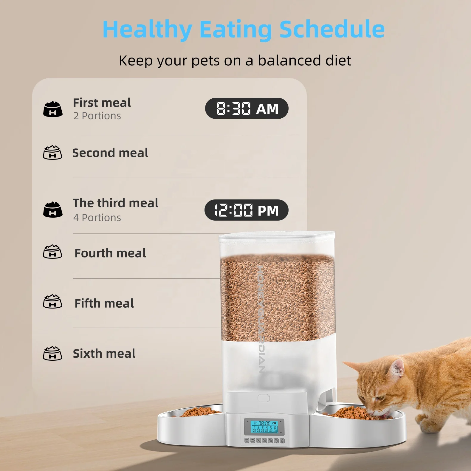 Unique Dual Side Equal Feeding Food Dispenser with Dual Power Supply for Cats Dogs Double Bowl Pet Dispenser