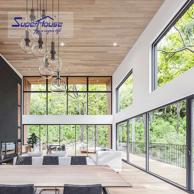 Minimalism Series Window Ultra Double Glass Aluminum Alloy Line Fixed Slimline Window Floor To Ceiling Windows