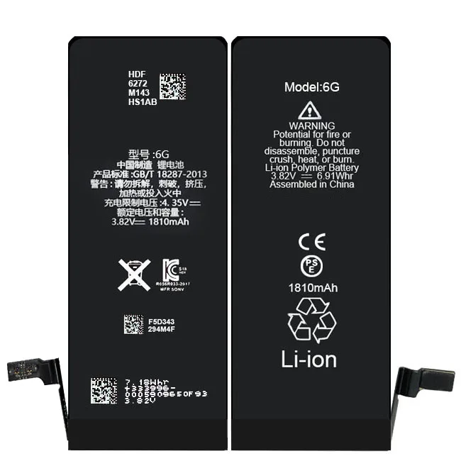  Оригинальный оригинальный сменный аккумулятор 1810 мАч 6 6g