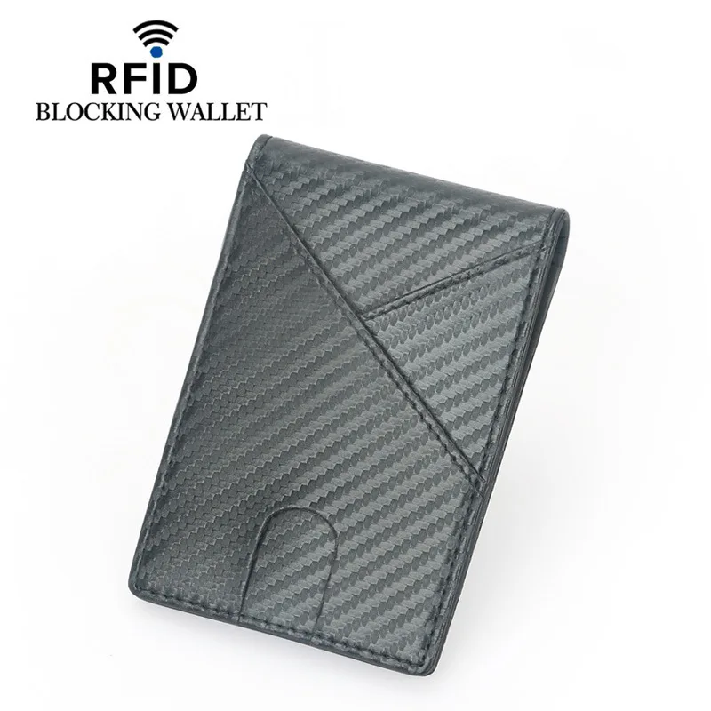 Wholesale custom men genuine leather bank card coin holder rfid credit card sleeve anti theft wallet with money clip