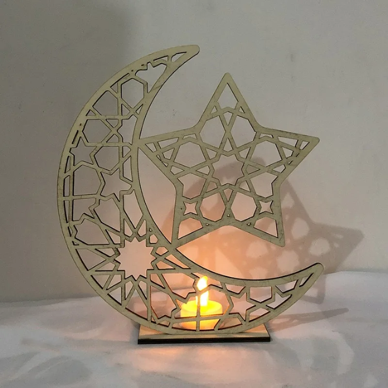 Middle East Arab Crescent Light Moon Star LED Tealight Candle Holder Night Light Eid Ramadan Kareem Decoration Incense Pray