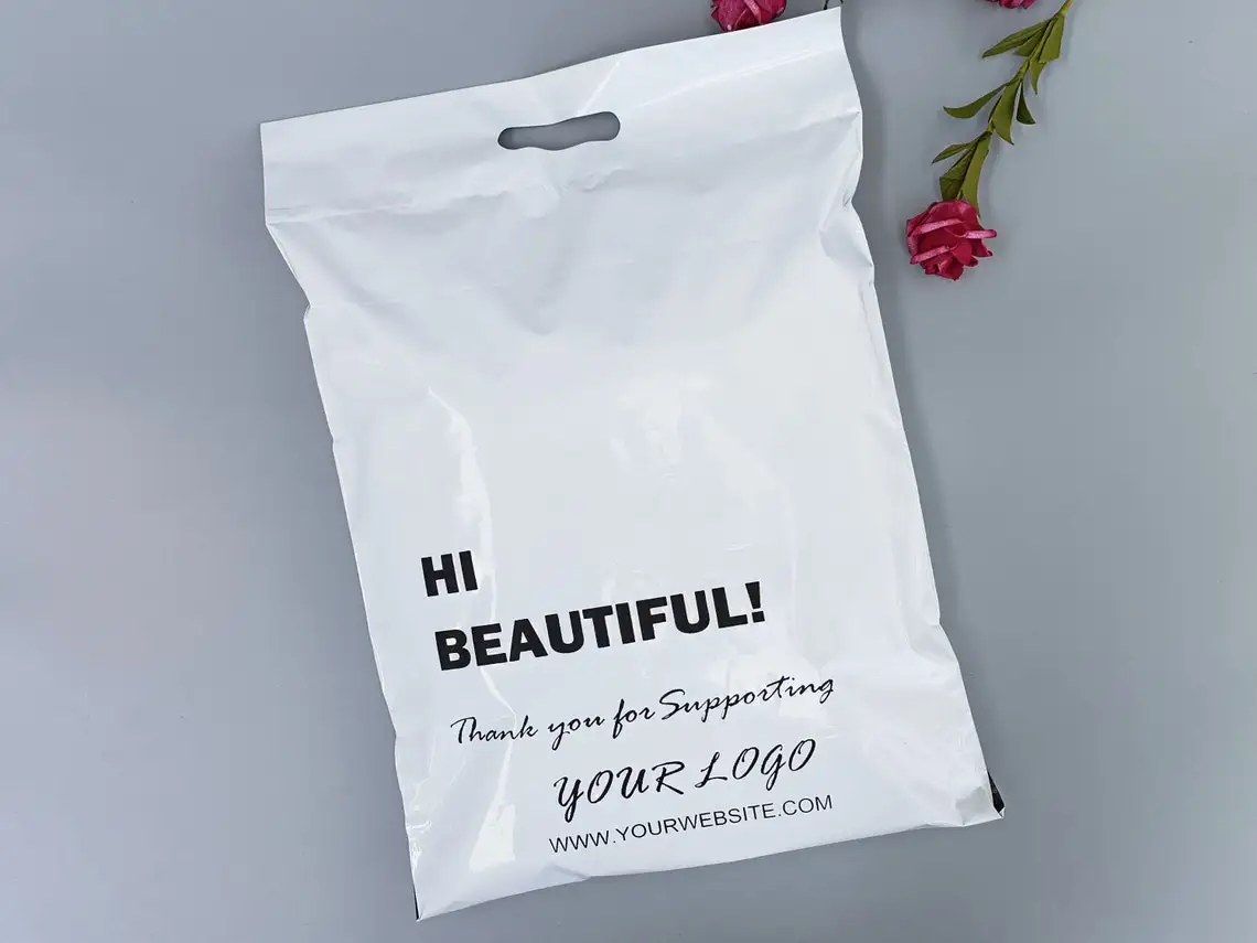 Customized Shipping Pink Gift Mailers Handle Packaging Polymailer Printed For Mailing Bag With Logo