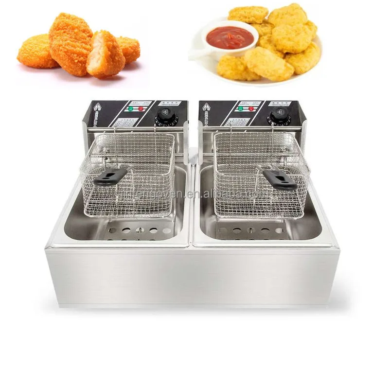 Stainless Steel Chicken Kfc Potato Chips Fryer Double Tank Industrial Electric Commercial potato twist Deep Fryer