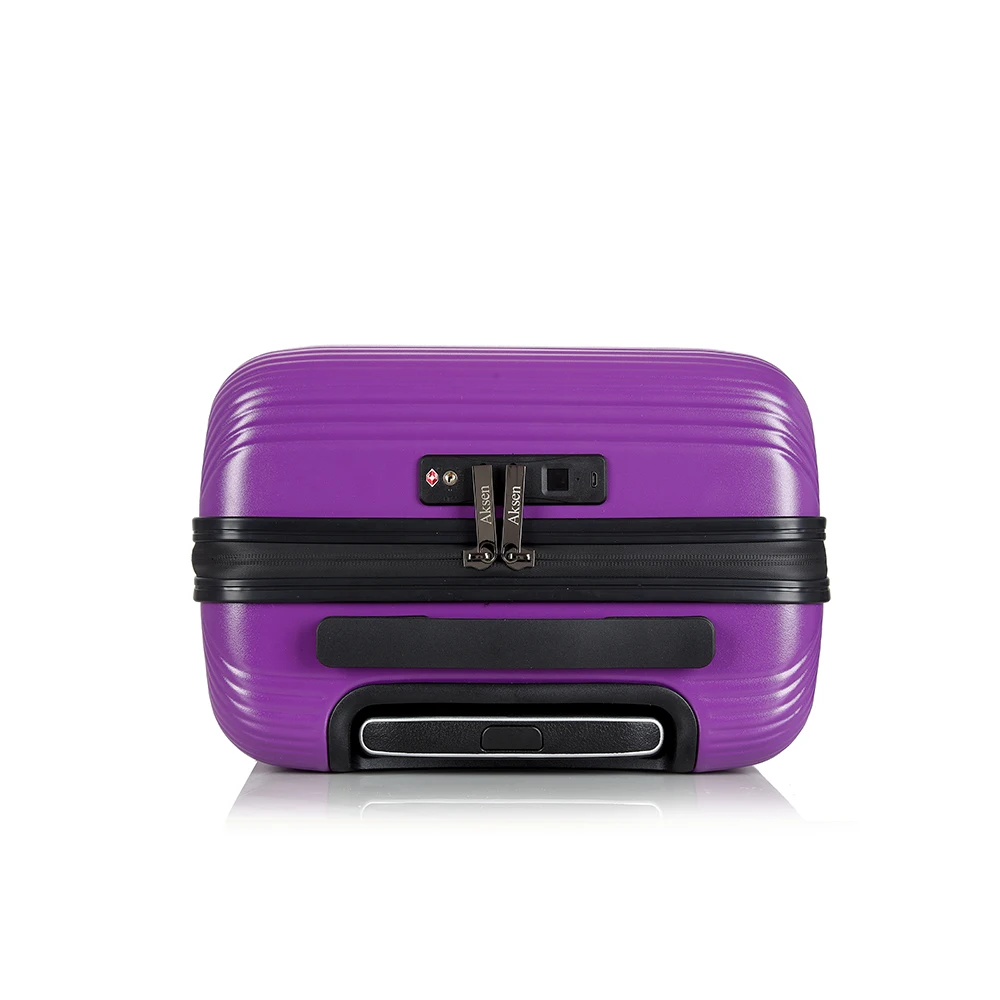 Smart USB port PC fingerprint lock waterproof zipper tsa Cabin trolley bag Hardside purple suitcases luggage
