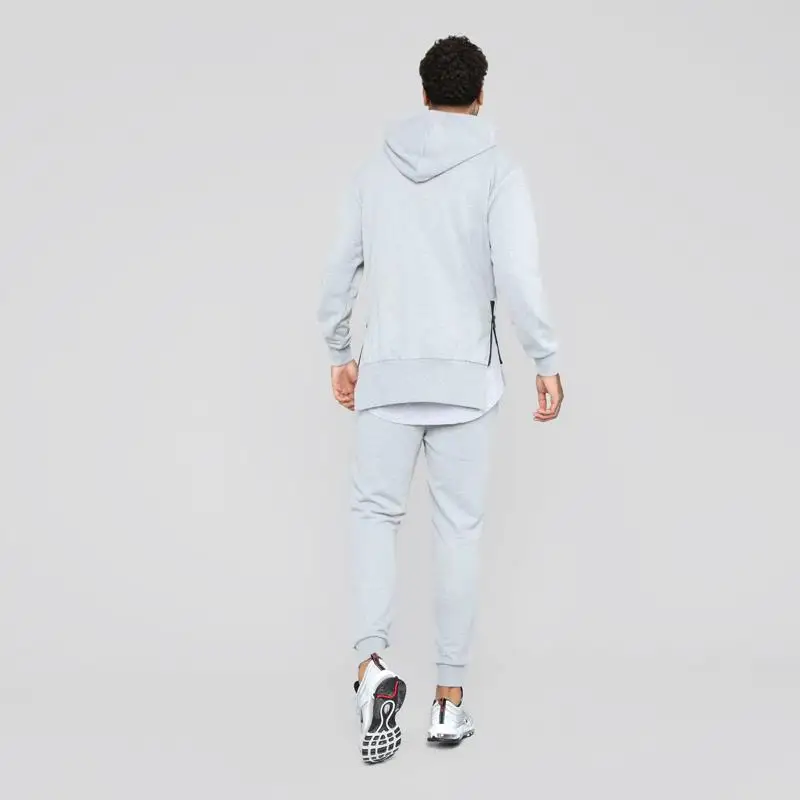 Hi-lo fit mens slim fit tracksuit hood with kangaroo pockets