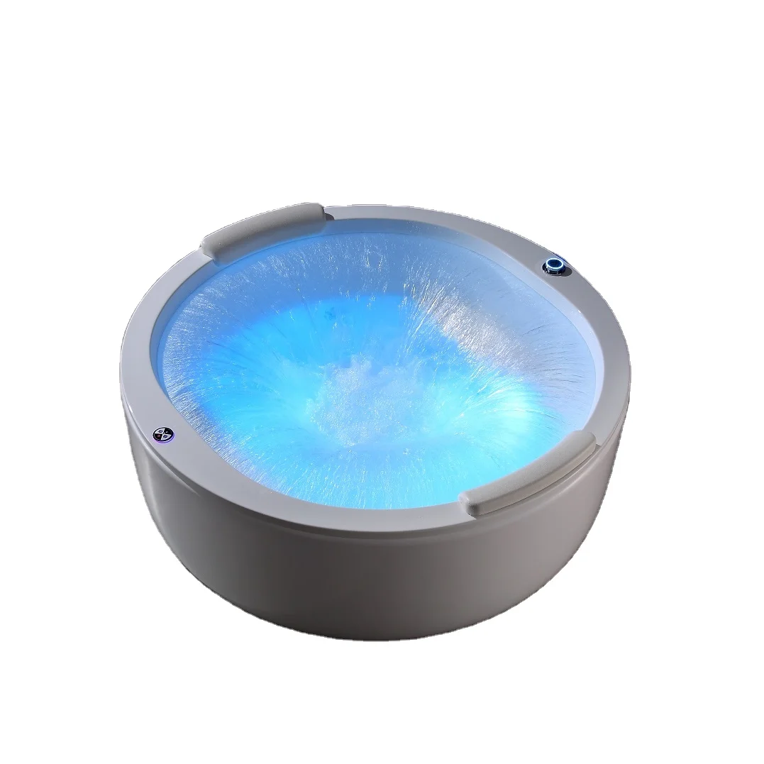 European Style 2 Person Round Freestanding Multifunctional Massage Spa Bathtub With Waterfall