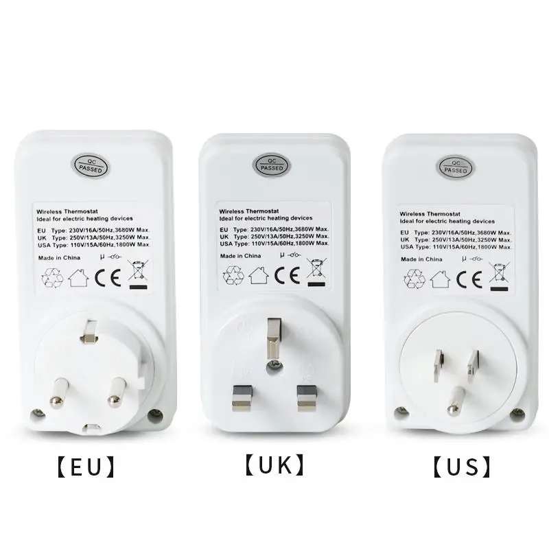 Automatic Wireless Thermostat RF EU/US/UK Plug Temperature Controller Socket LCD Display with Green Backlight Thermoregulator
