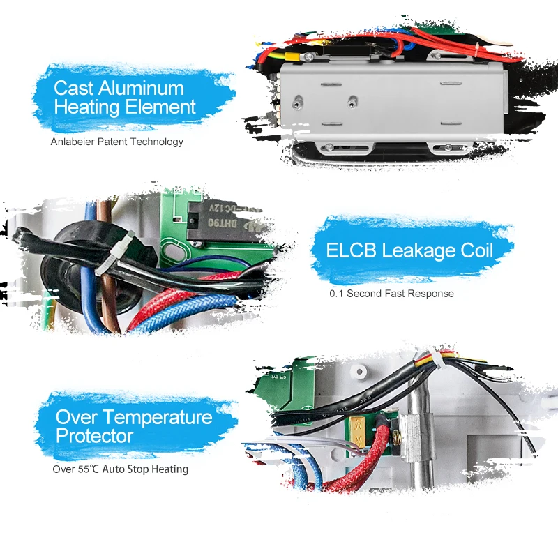 Small Size tankless Water Heater New Design constant temperature CE ROHS Certified 3.5KW to 6.5kw instant electric water heater