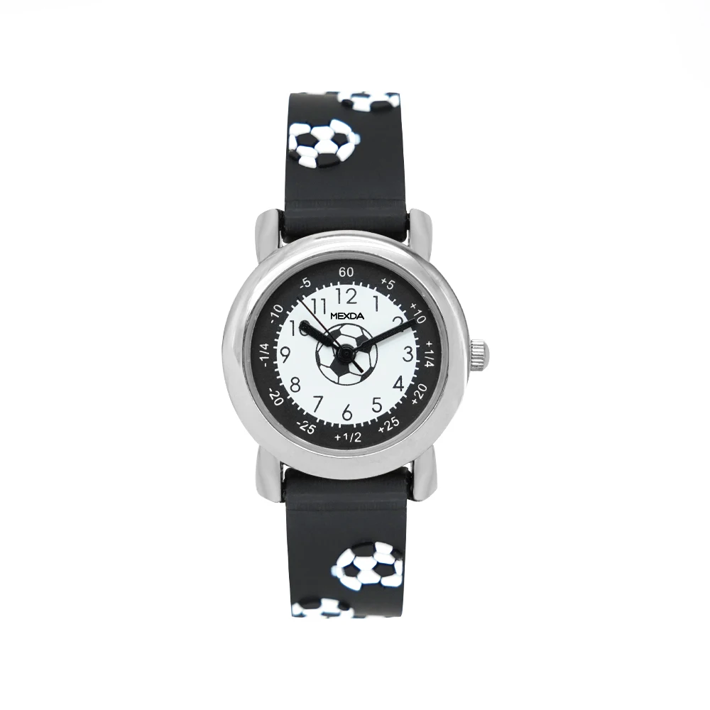 Mexda Cute and Beautiful Design Soccer Pattern Silicone Kids 3D Cartoon Watches Montre Enfant