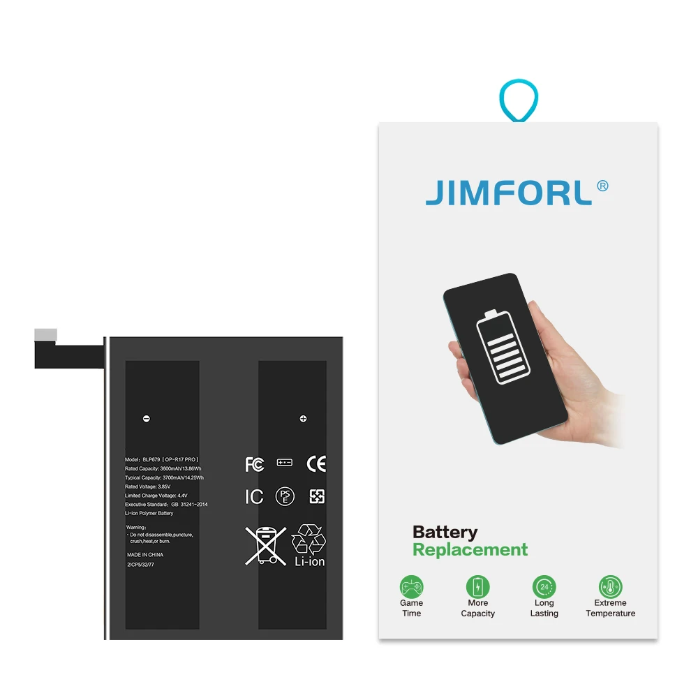 Батарея для мобильного телефона Jimforl, оптовый Производитель для аккумулятора oppo r17pro BLP681 3600 мАч