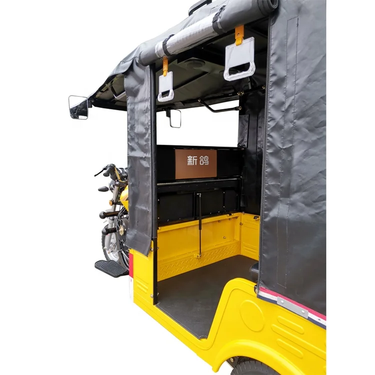 Custom family use powerful luxury enclosed cabin rear passenger cargo seat adult bajaj 3 wheel gasoline tricycle