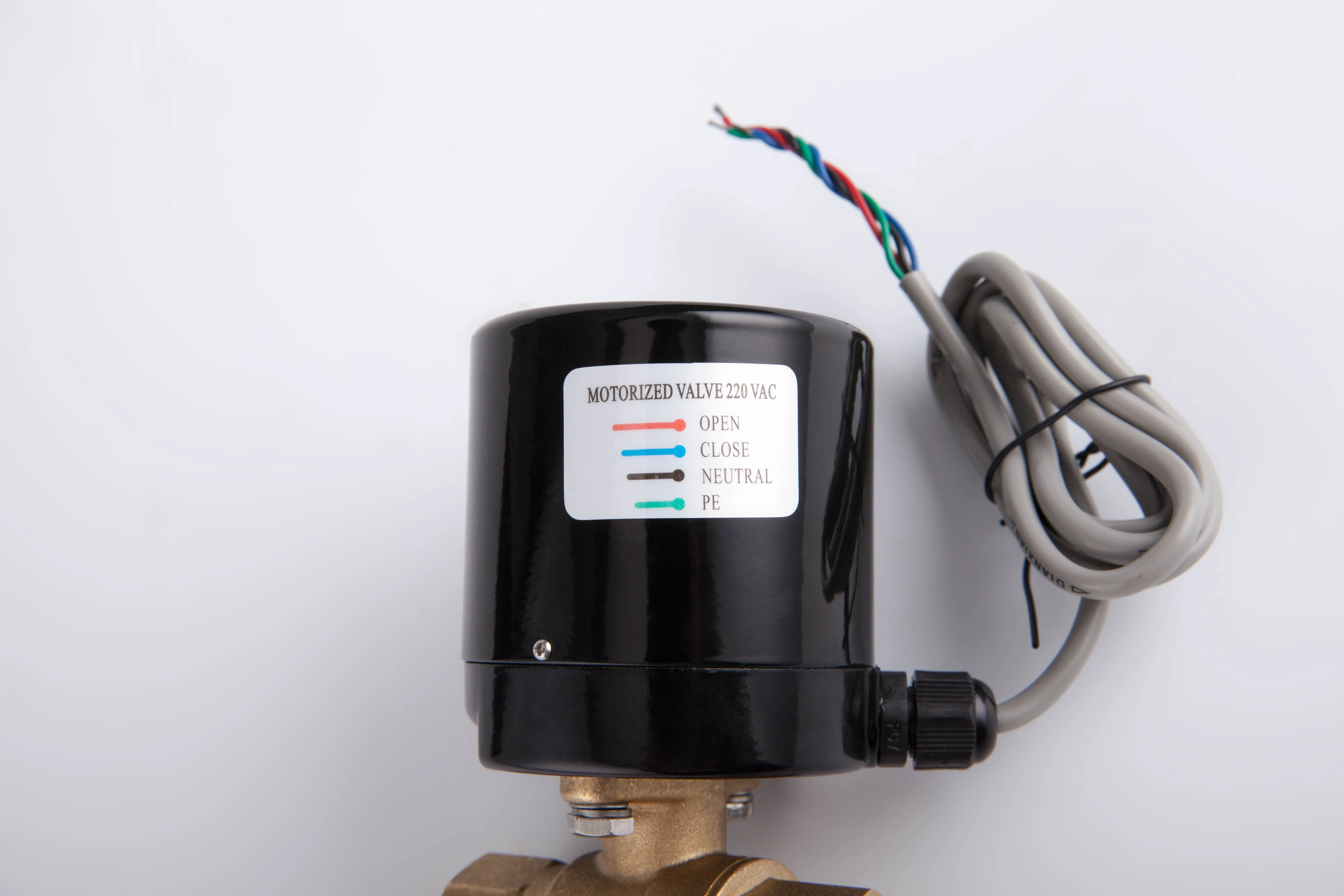 Ac dc service 220v 110v 24v brass water shut-off 3 way electric actuator ball valve