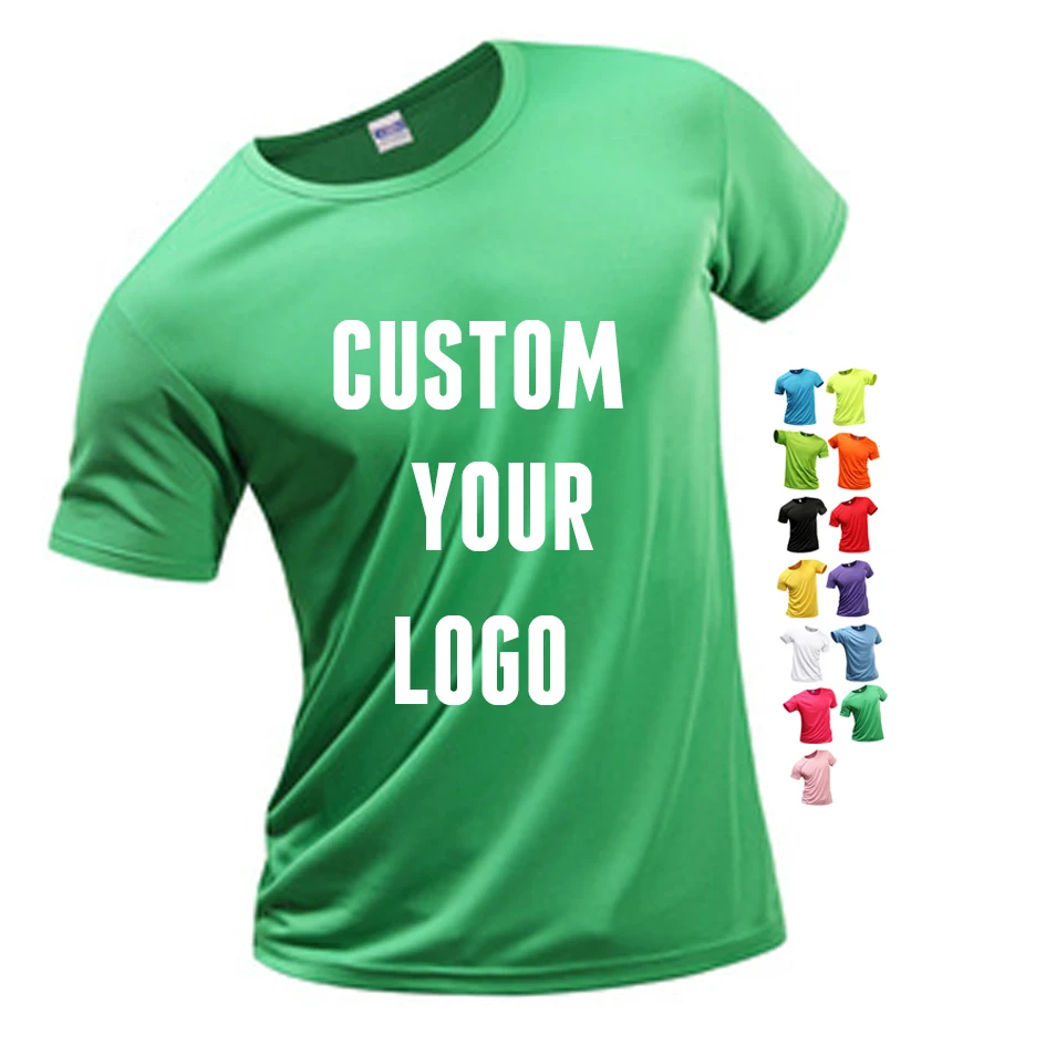 Cheap Price in Stock Blank Quick Dry T-shirt Polyester GYM Marath T Shirts with Logo Custom Logo Printed Plain Tshirts in Bulk