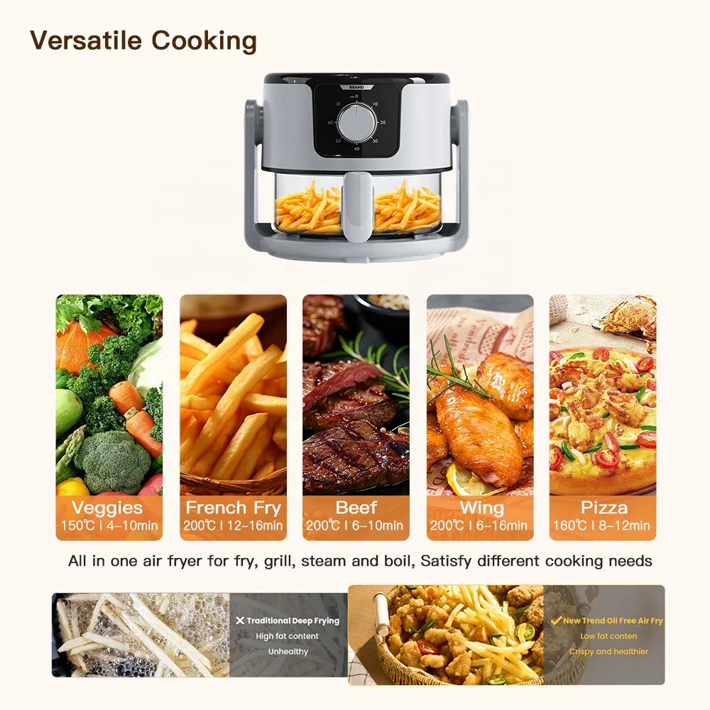 Innovative 5 In 1 Multi Functional Boiling And Baking Pot Portable Knob Control Air Fryer