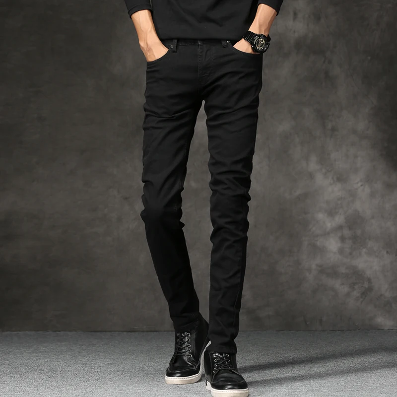 
In stock High Quality Wholesale Black Casual Men Denim Tight Jeans Straight Cut for Men 