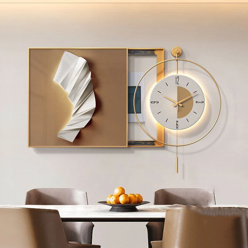 Modern Home Decor Punch Free Framed Electricity Meter Box with clocks still life Wall Art Weak Electricity Box Hanging Painting