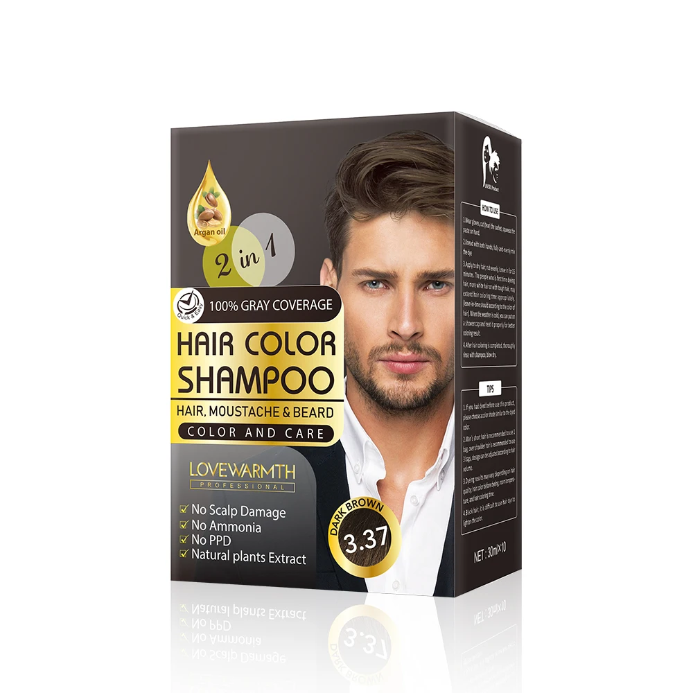 2021 Hot Selling  2 in 1 Ammonia Free 3 Mins Fast Dye Herbal Hair Color Shampoo