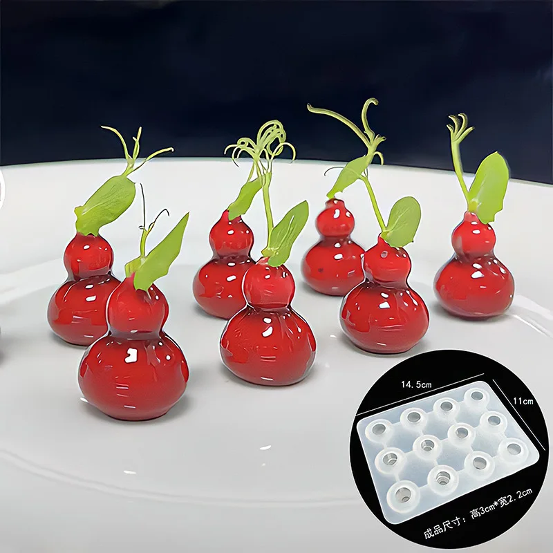 DIY New Gourd Dropping Gel Mold Goose Liver Molecular Fulu Cherry Silicone Mold for Chocolate 12 Series Creative Moulds