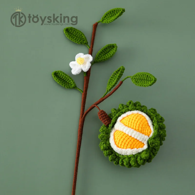 Cross-border creative hand-crocheted yarn fruit large flower branch fruit bouquet banana durian grape Pipa star fruit