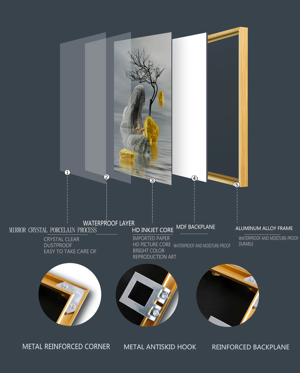 Chinese style three-dimensional decorative  homeCrystal porcelain painting