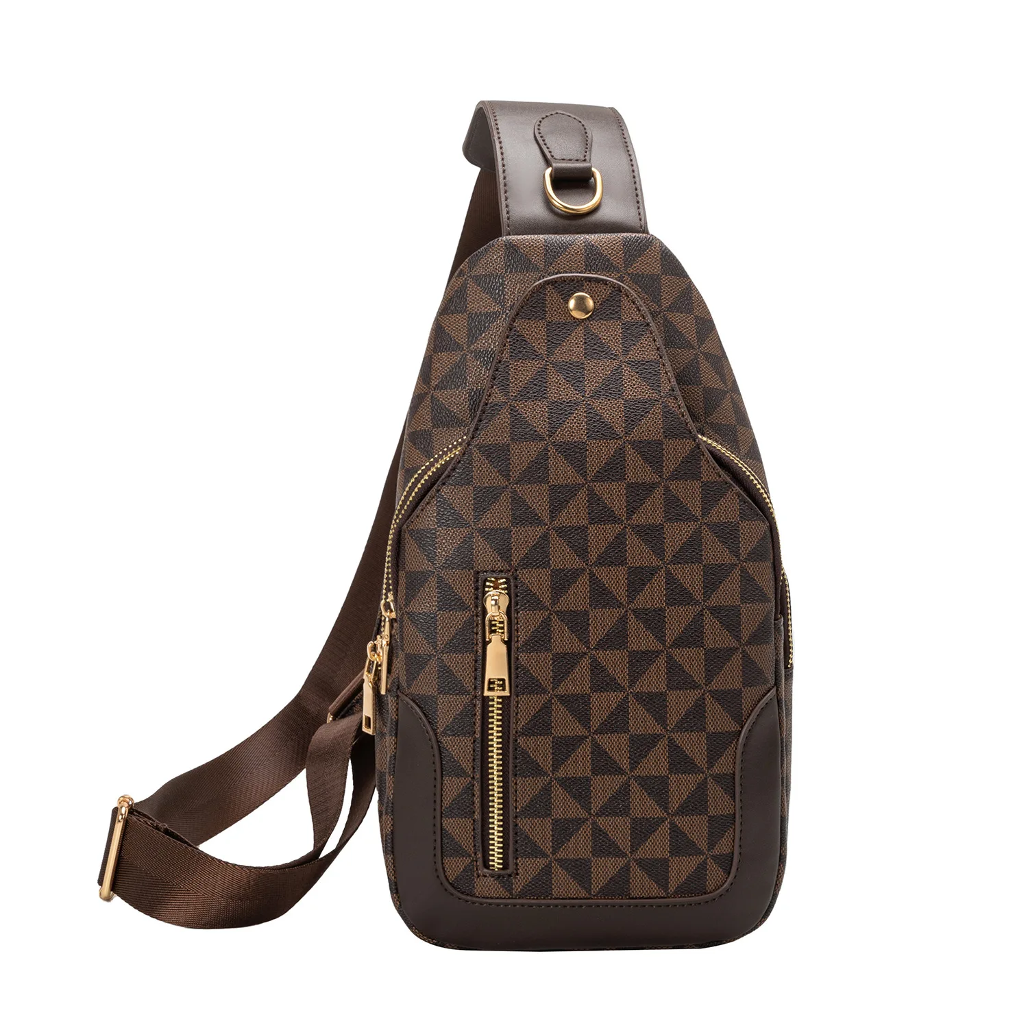 Wholesale Luxury Zipper Men Sling Bag Checker Designer Outdoor Leather Shoulder Crossbody Men Chest Pack Bag