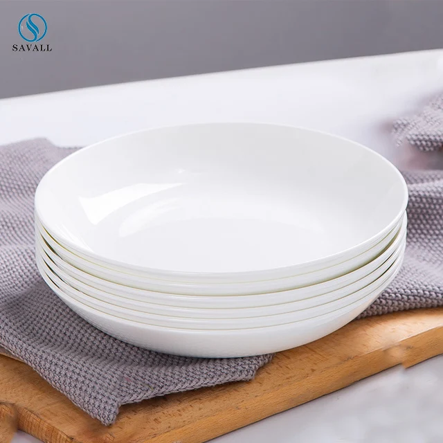 Savall HoReCa ODM luxury porcelain deep plate round ceramic deep dinner plate white ceramic plate for hotel restaurant