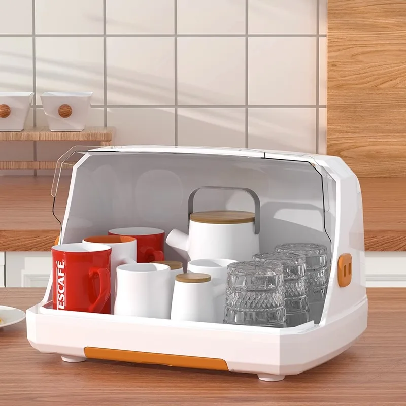 food grade PP material cup storage drainage dustproof storage box teacup organizer cup storage rack