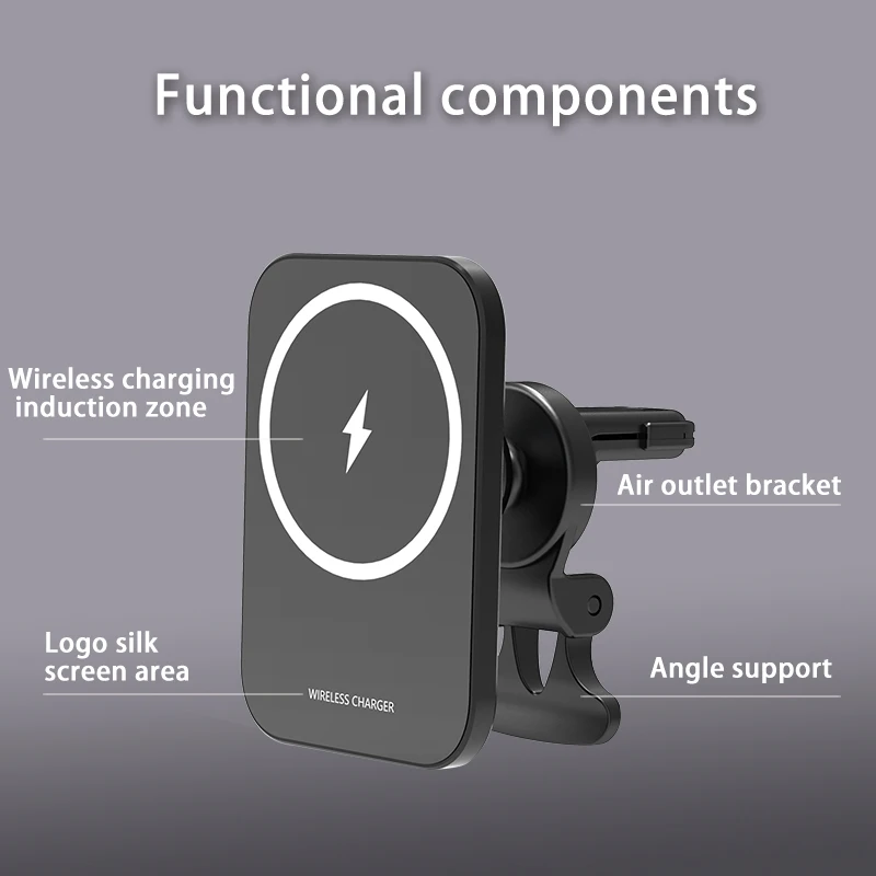 Mobile phone wireless car fast charging smart infrared sensor vent charger car phone holder 15W