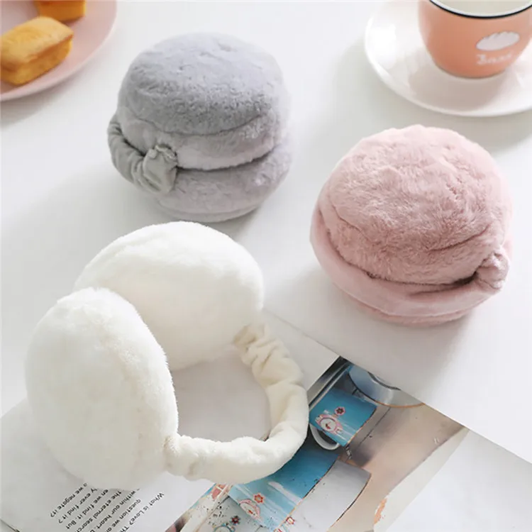 
winter new foldable cute hamburger earmuffs warmer earflap fashion women ear muffs 