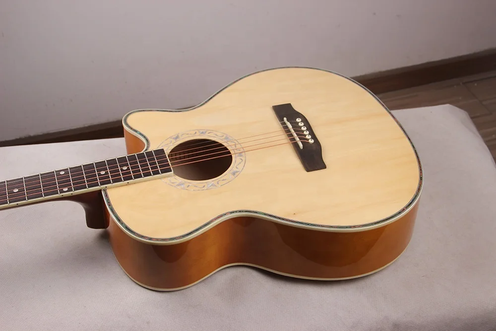 Factory OEM Guitar Acoustic Electric New Model 40 Inch Linden Basswood Material Cutaway High Gloss Surface