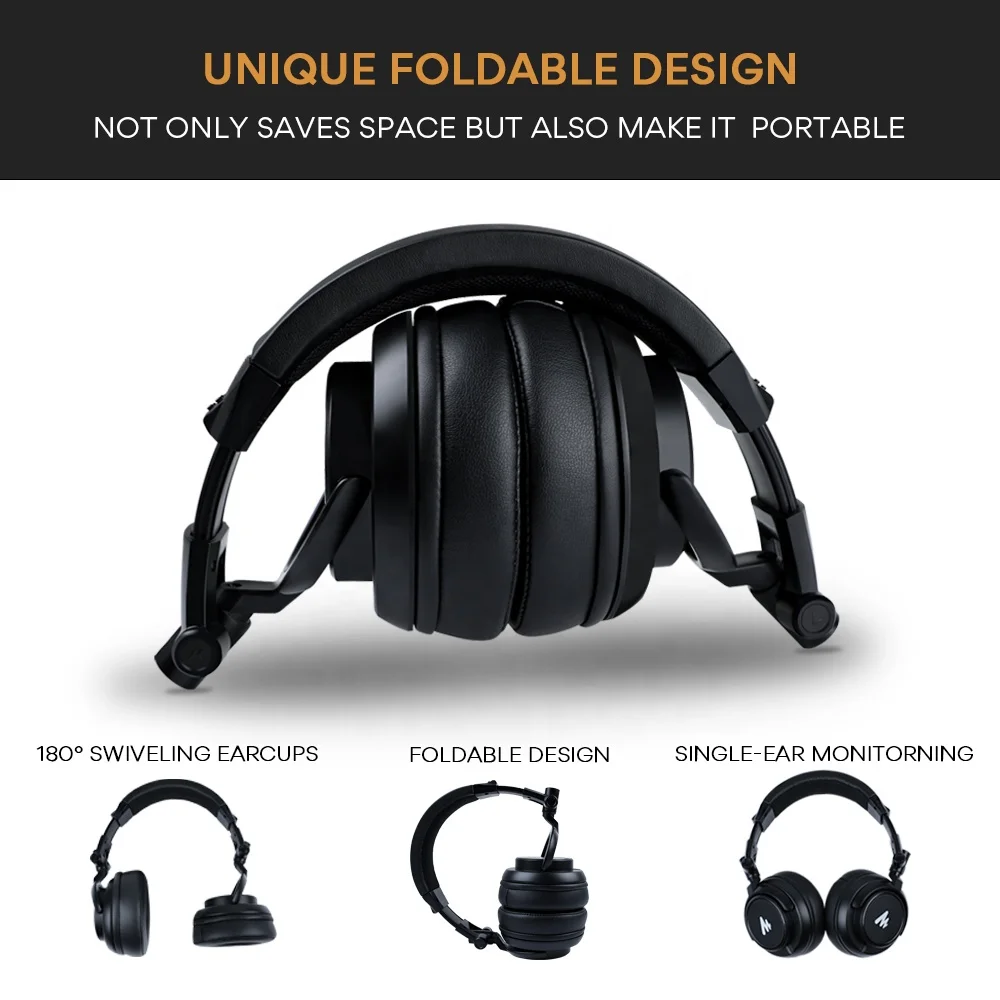 
DJ Monitor Headphones Sound Quality Dynamic Over Ear Stereo Studio Real-Time Monitor Headphone 