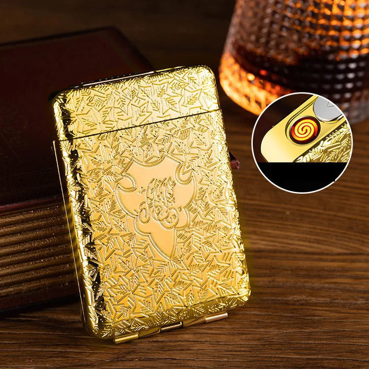 New three-open lighter cigarette case Charging lighter multi-function double cigarette case